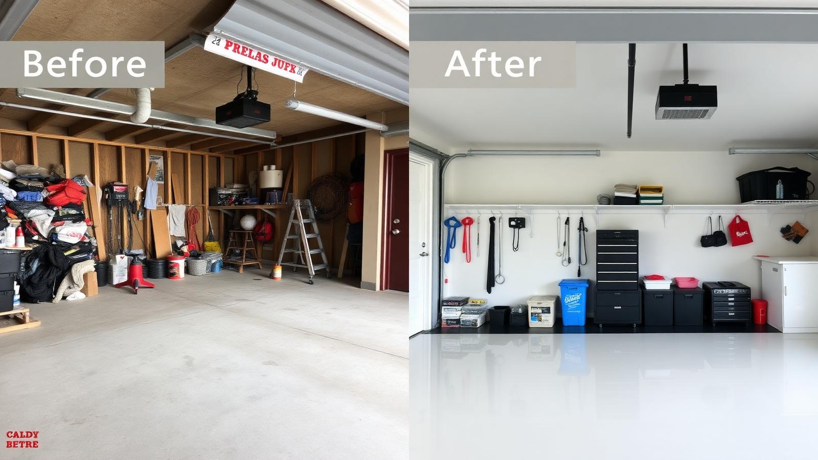 Before and after garage transformation